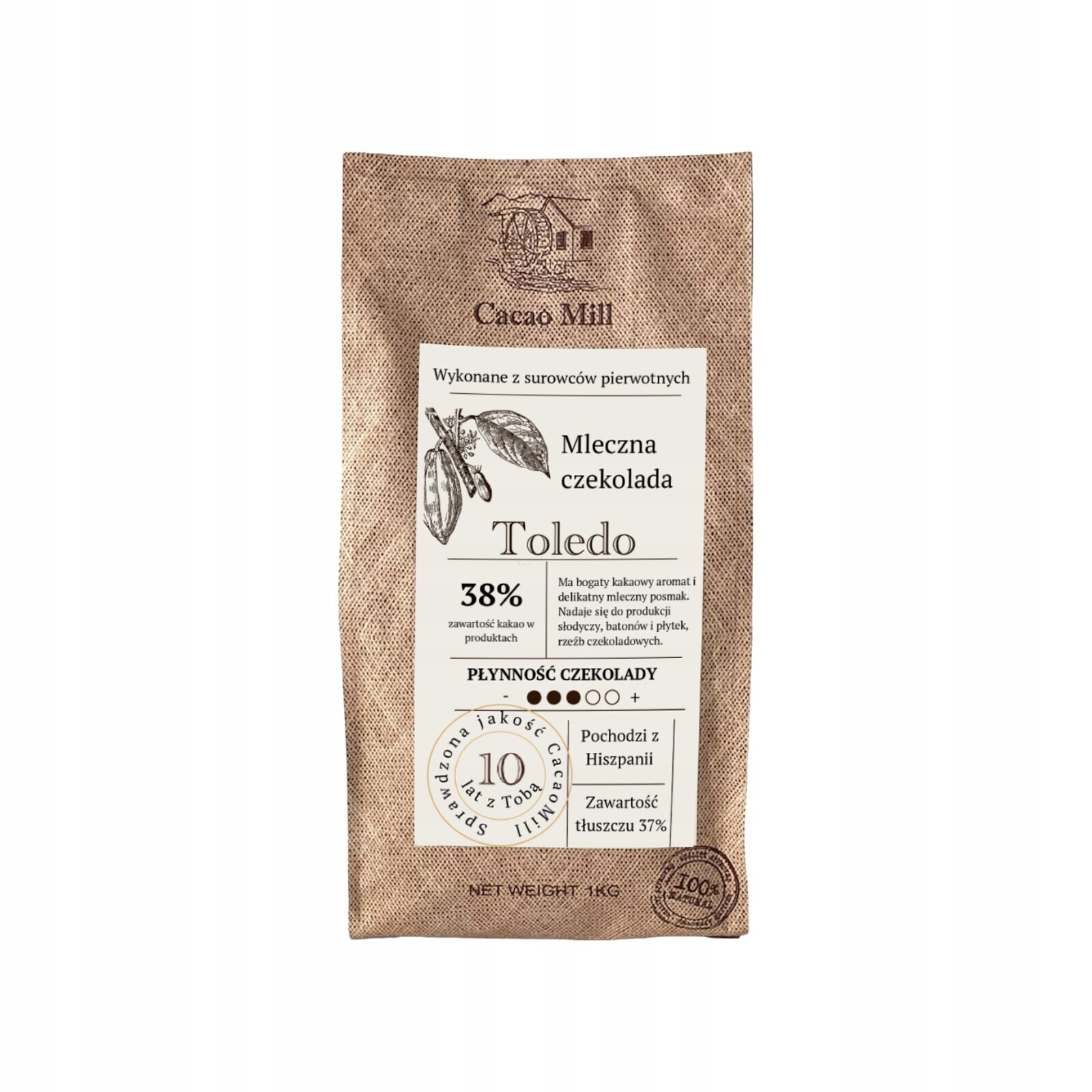 Čokoláda 38% Cacao Mill 1 kg