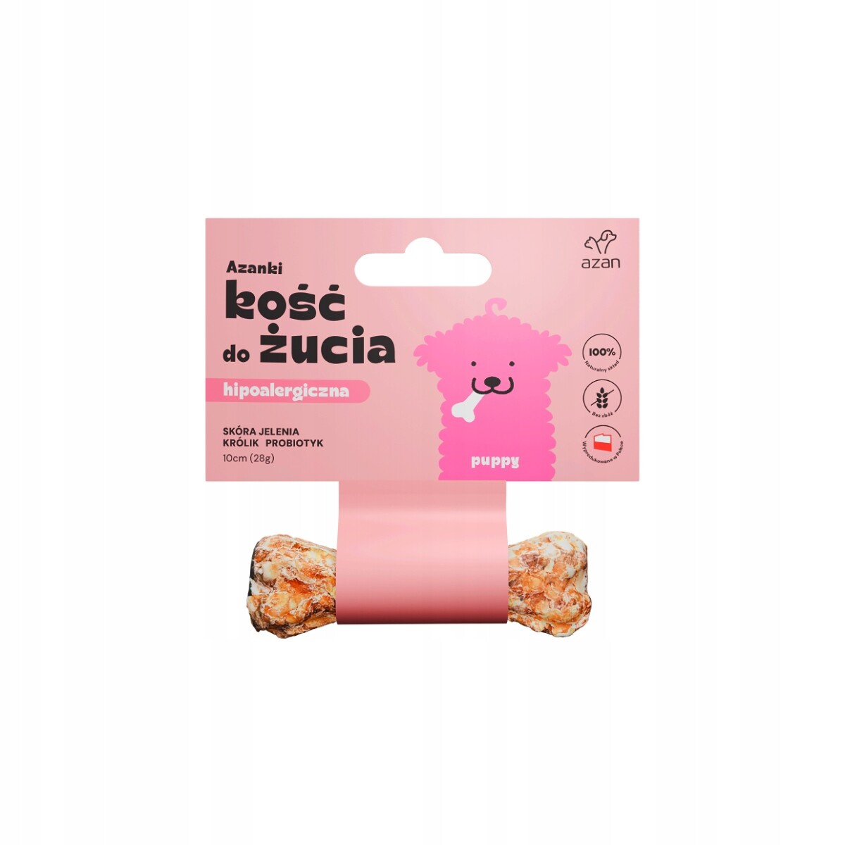 Azanki Hypoalergenní kost, jelení kůže s králíkem a probiotikem 10 cm