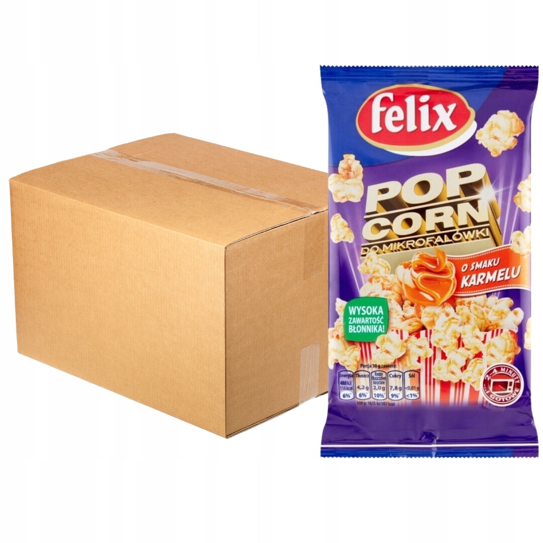 Felix Popcorn do mikrovlnné trouby s příchutí karamelu 90 g x 24 kusů