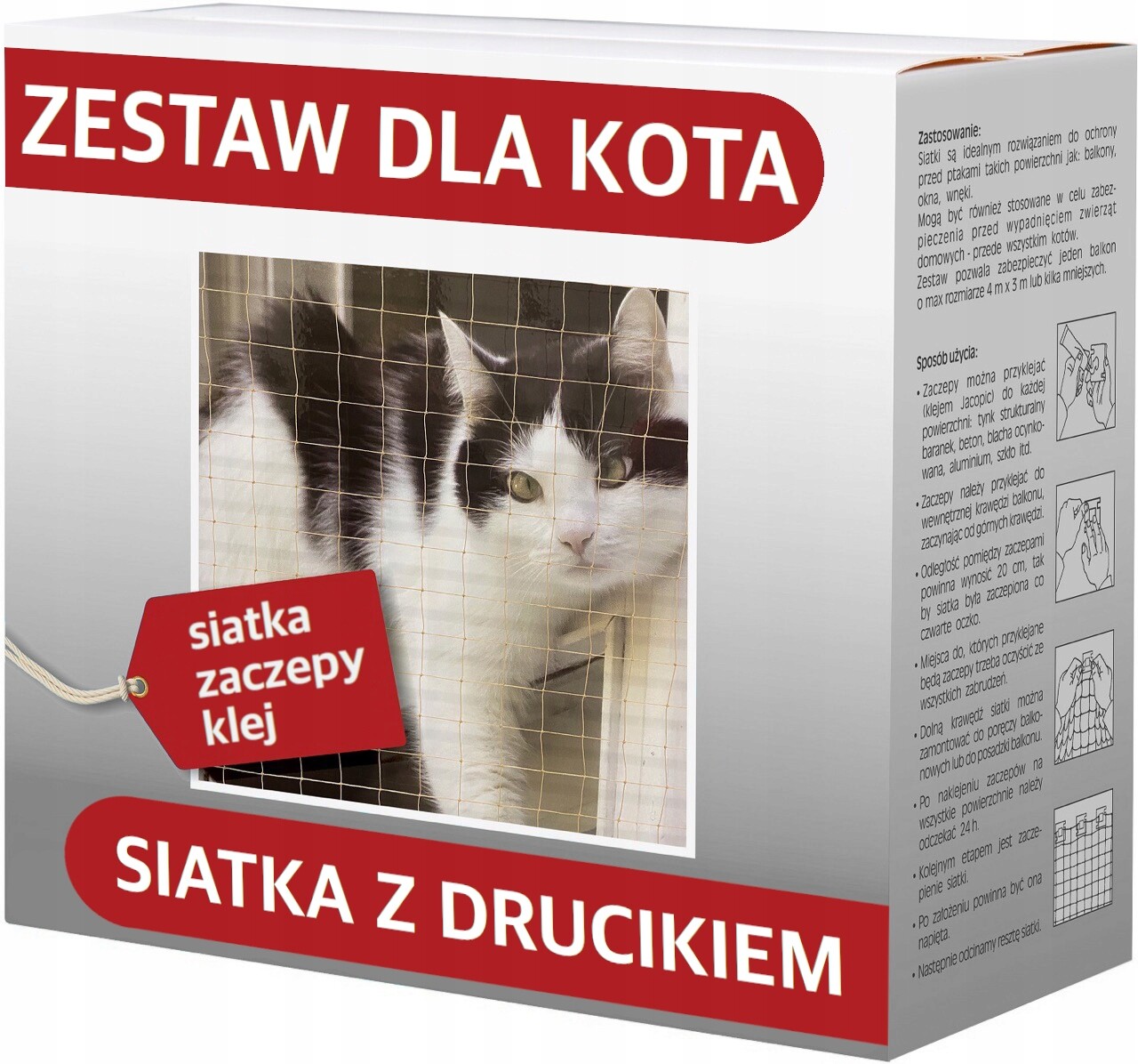 Sada Síť Na Balkon 6 X 3 m Pro Kočky Vyztužená Drátkem Bez Vrtání