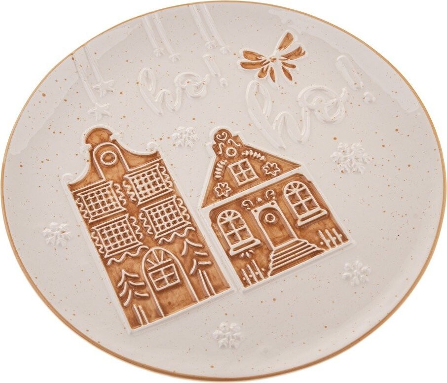 Bílý servírovací keramický talíř s vánočním motivem ø 26 cm Christmas cottage – Dakls