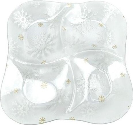 Servírovací skleněný talíř s vánočním motivem ø 28,5 cm Frosty Flakes – Dakls