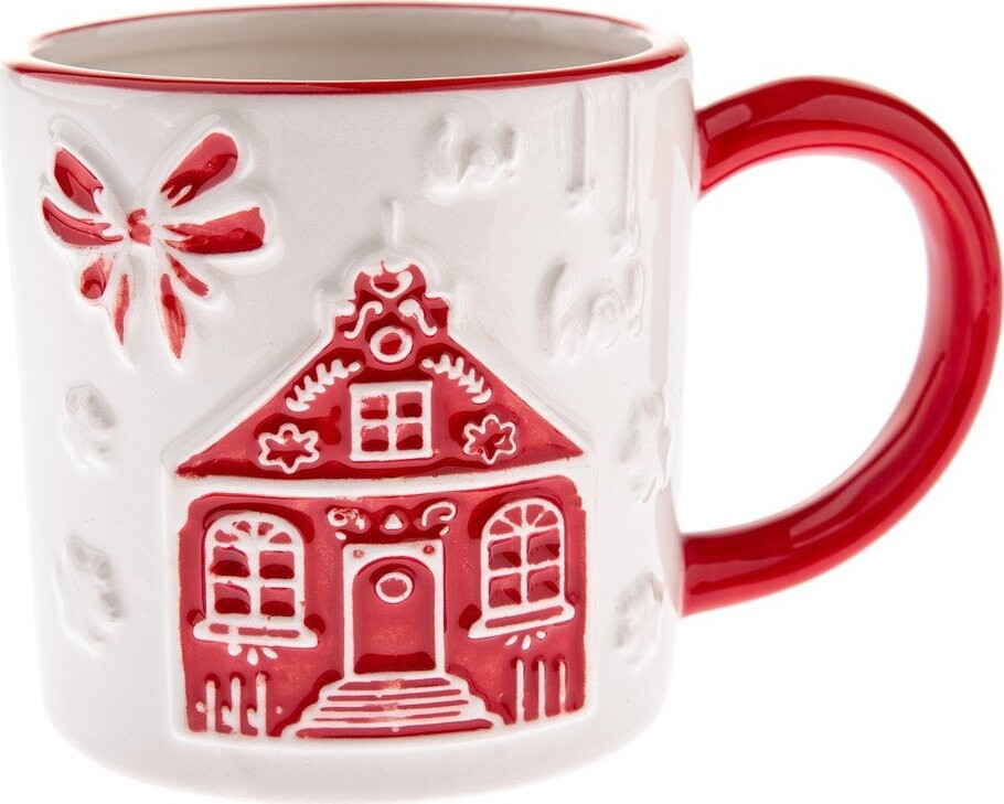 Bílý keramický hrnek s vánočním motivem Christmas cottage – Dakls