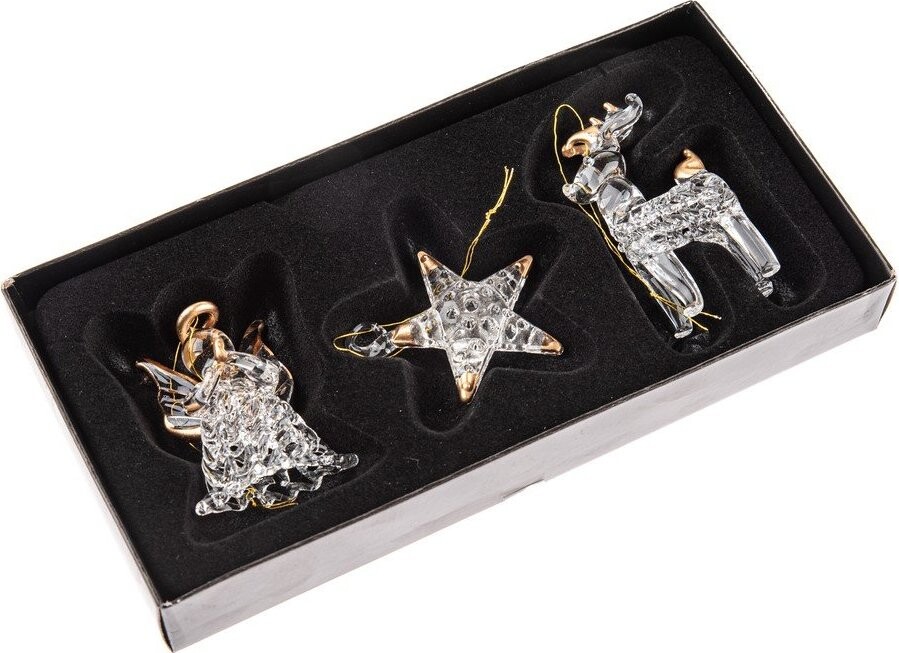 Skleněné vánoční ozdoby v sadě 3 ks 9 cm – Dakls