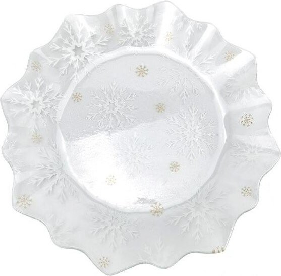 Servírovací skleněný talíř s vánočním motivem ø 19,5 cm Frosty Flakes – Dakls