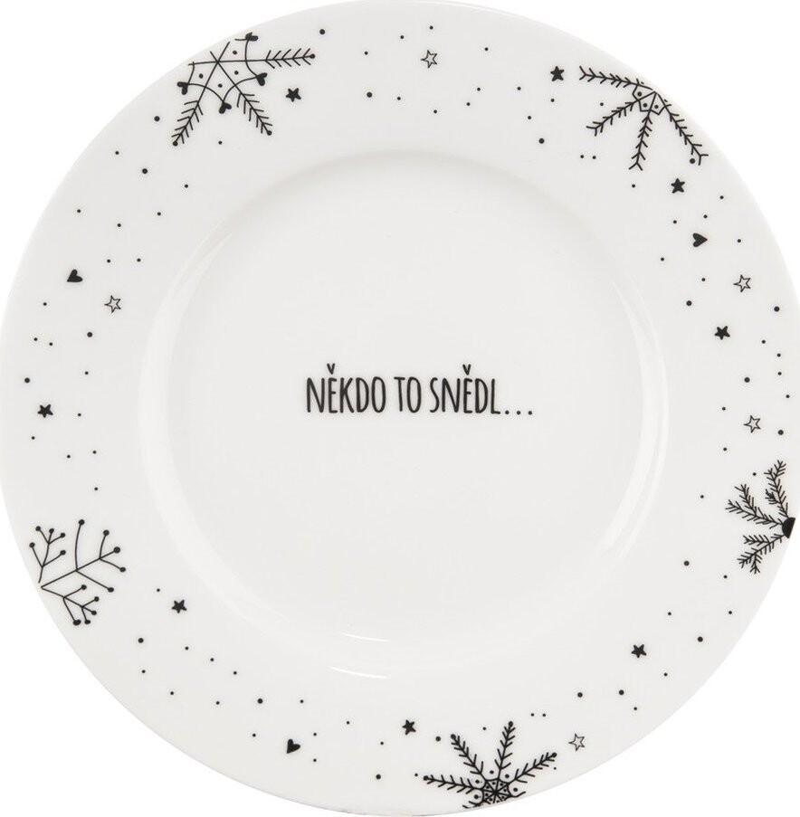Bílý servírovací porcelánový talíř s vánočním motivem ø 20 cm – Dakls