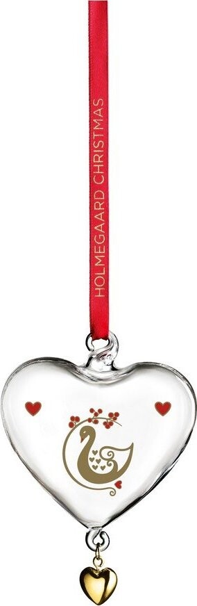 Skleněná ručně foukaná vánoční ozdoba 8 cm Ann-Sofi Romme Annual Christmas Heart 2025 – Holmegaard