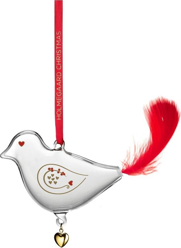 Skleněná ručně foukaná vánoční ozdoba 7 cm Ann-Sofi Romme Annual Christmas Bird 2025 – Holmegaard