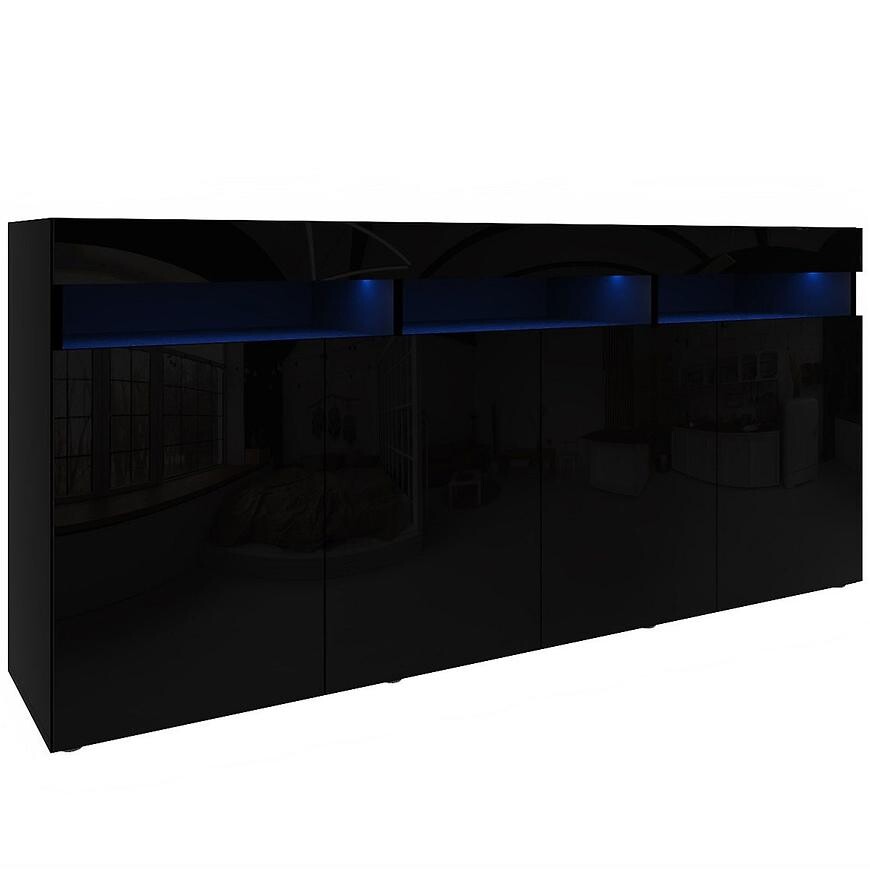 Komoda Izumi 175 BL černá mat/lesk