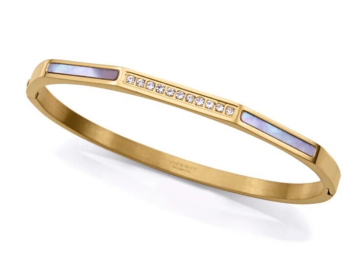 Viceroy Půvabný pozlacený náramek s perletí a krystaly Chic 14188P01012