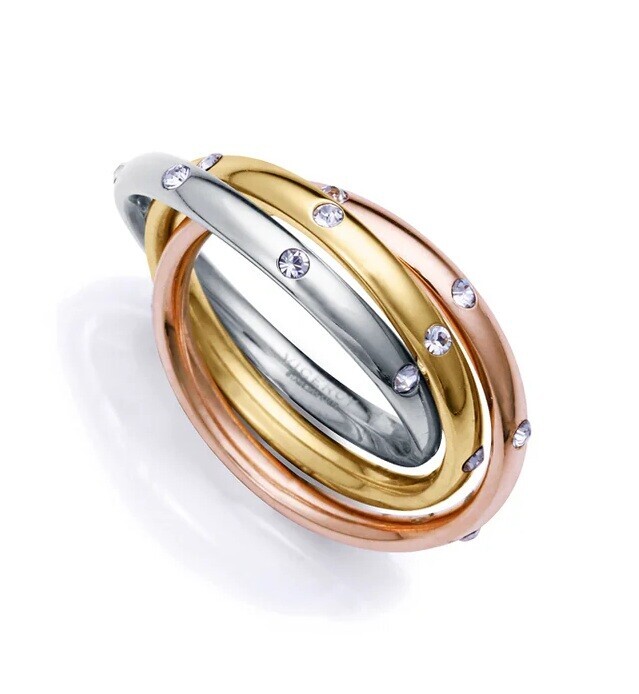 Viceroy Trojitý ocelový prsten s krystaly Chic 14192A01 52 mm