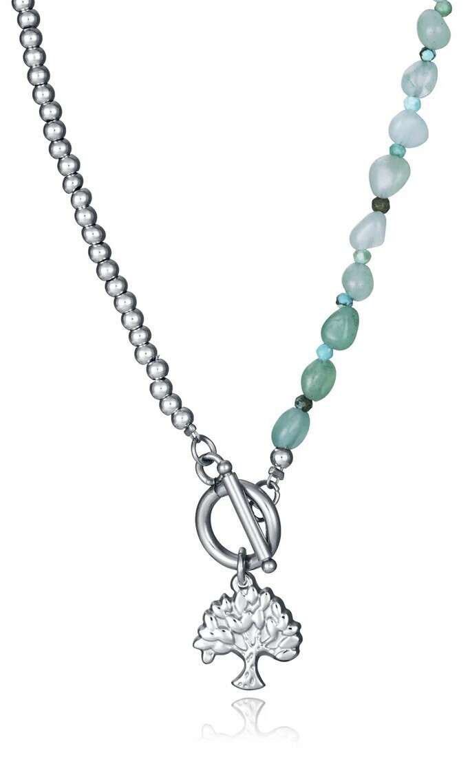 Viceroy Moderní ocelový náhrdelník s apatitem a tyrkysem Kiss 14199C01000