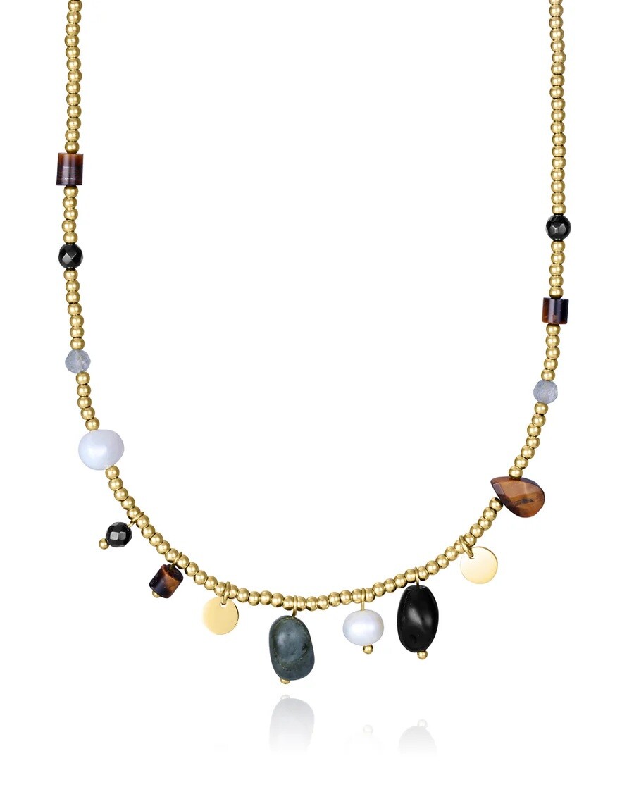 Viceroy Pozlacený korálkový náhrdelník s přívěsky Chic 14200C01012