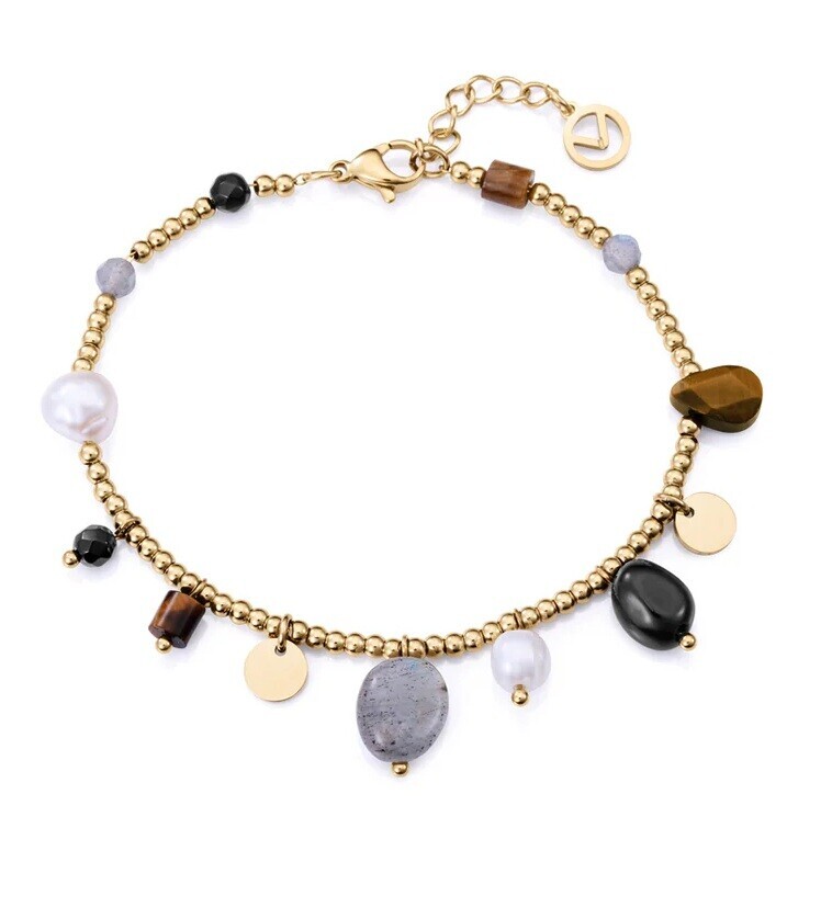 Viceroy Pozlacený korálkový náramek s přívěsky Chic 14200P01012