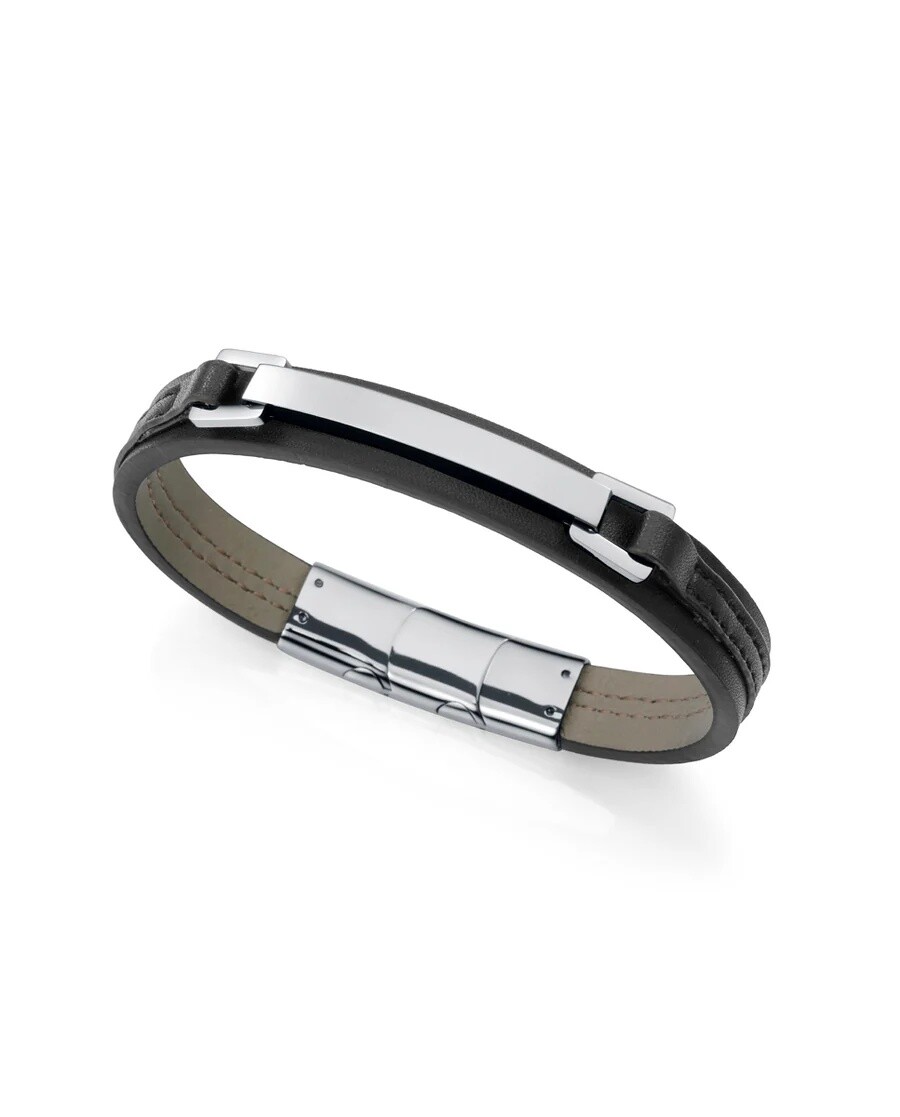 Viceroy Kožený náramek s ocelovou ozdobou pro muže Magnum 75378P01010