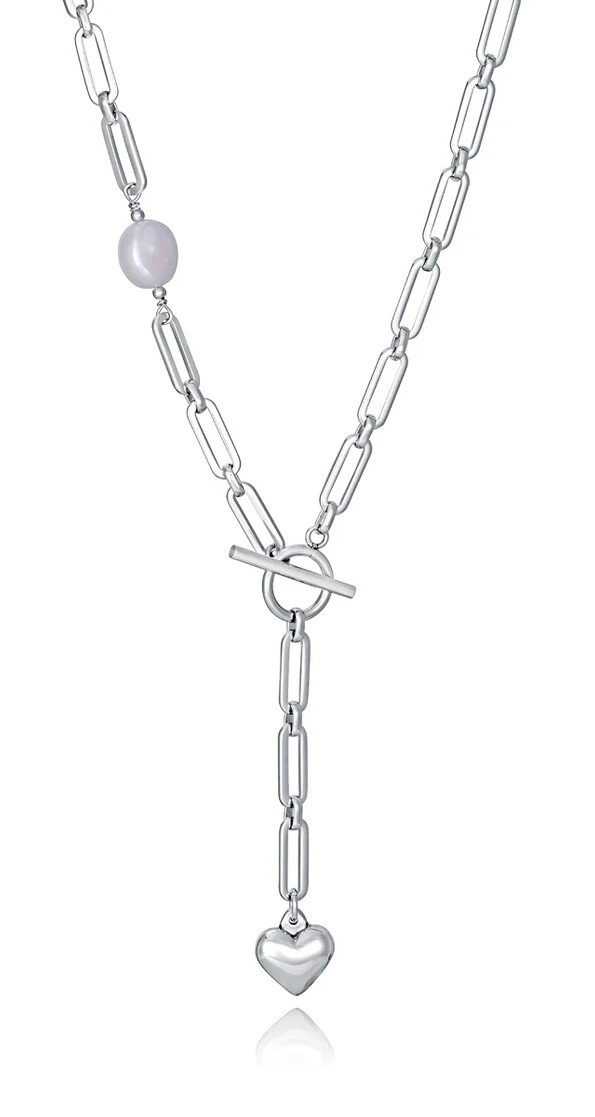 Viceroy Výrazný ocelový náhrdelník s pravou perlou Chic 14205C01000
