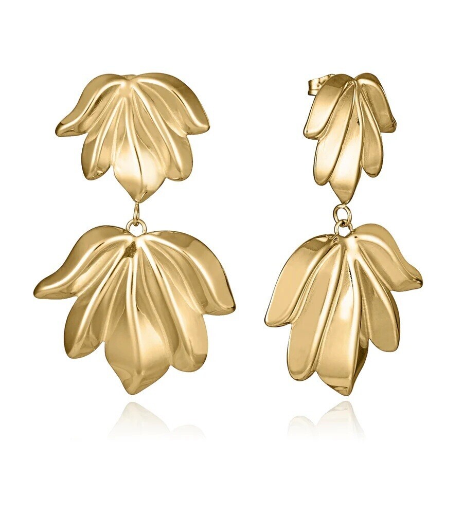 Viceroy Úchvatné pozlacené náušnice Listy Chic 15158E01012
