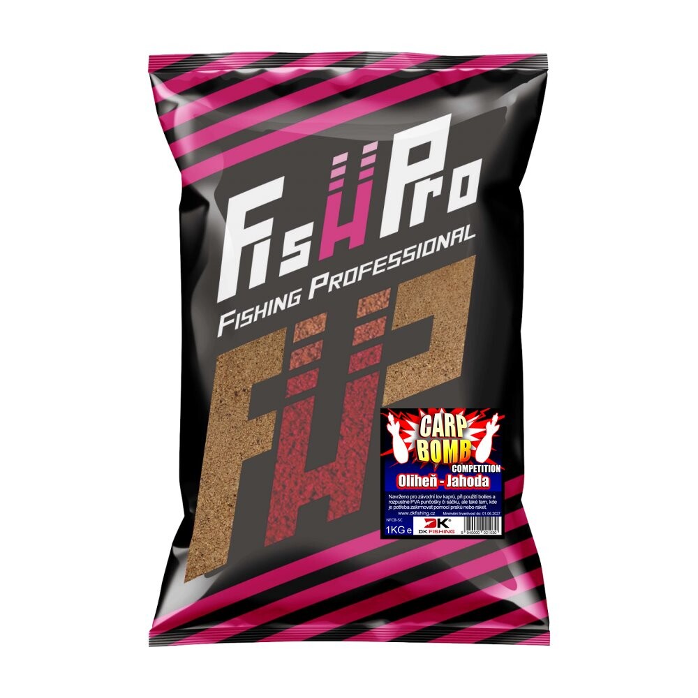Fish Pro směs do krmné rakety Carp Bomb oliheň-jahoda 1kg-NFCBSC