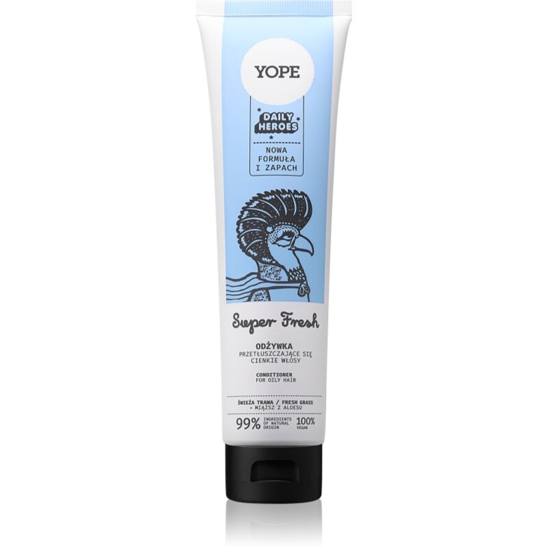 Yope Daily Heroes Fresh Conditioner Fresh Grass objemový kondicionér pro mastné vlasy 170 ml
