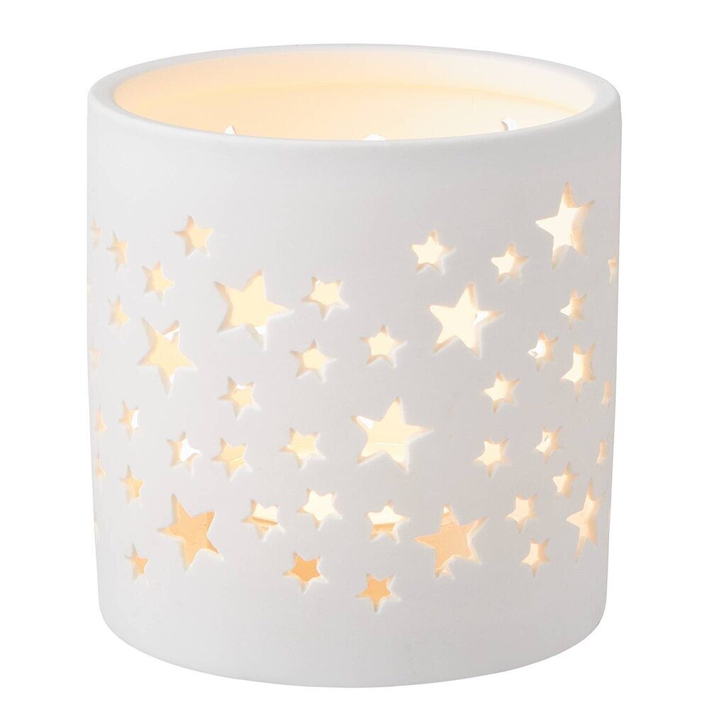 WHITE CHRISTMAS Svícen na čajovou svíčku hvězdy 7 cm