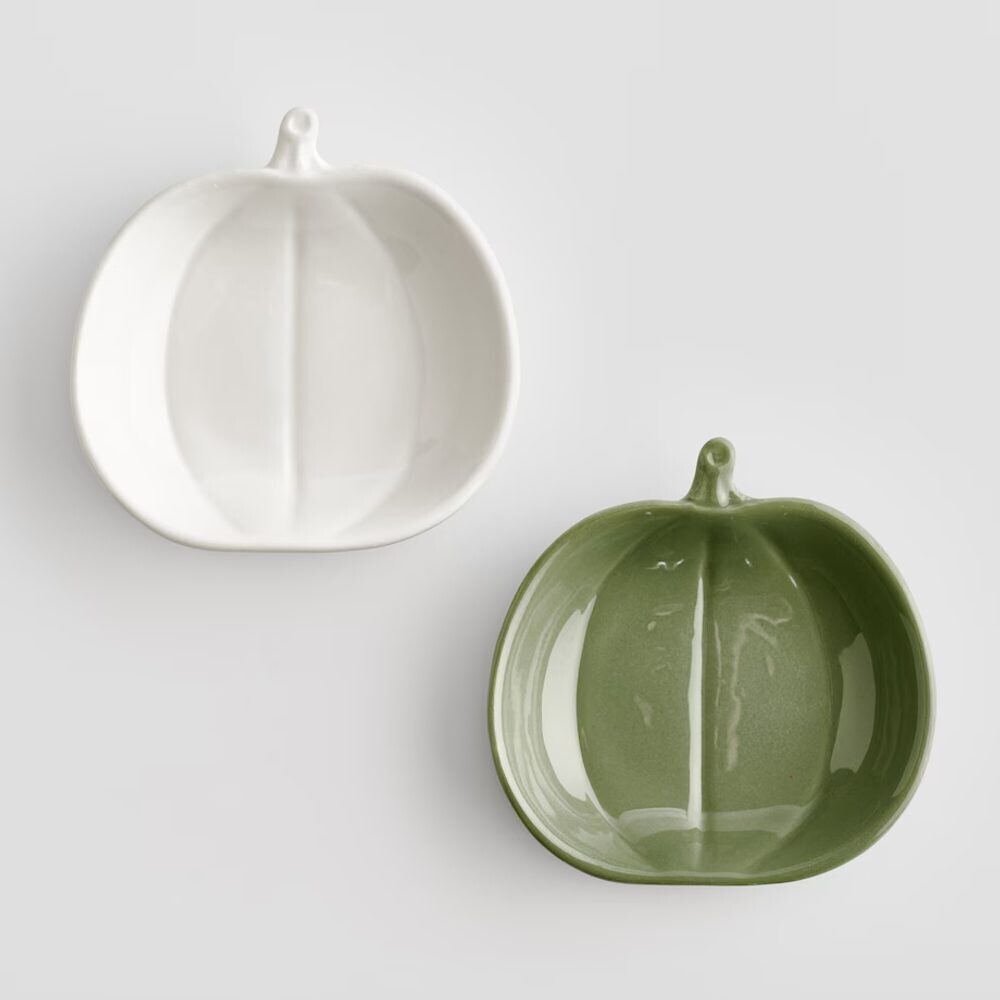 HOME & YOU Sada talířů dýně 12 cm 2 ks - bílá/zelená
