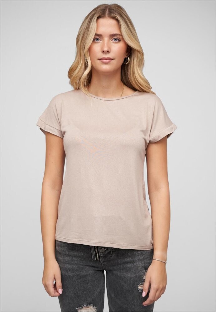 Viskose T-Shirt mit Ärmelumschlag und Rundhals M