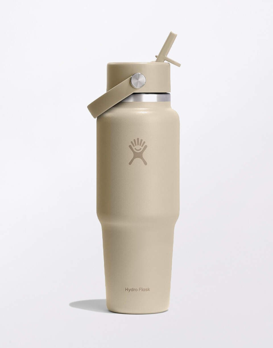 Hydro Flask Wide Mouth Travel Bottle with Flex Straw Cap 32 oz (946 ml) Oat