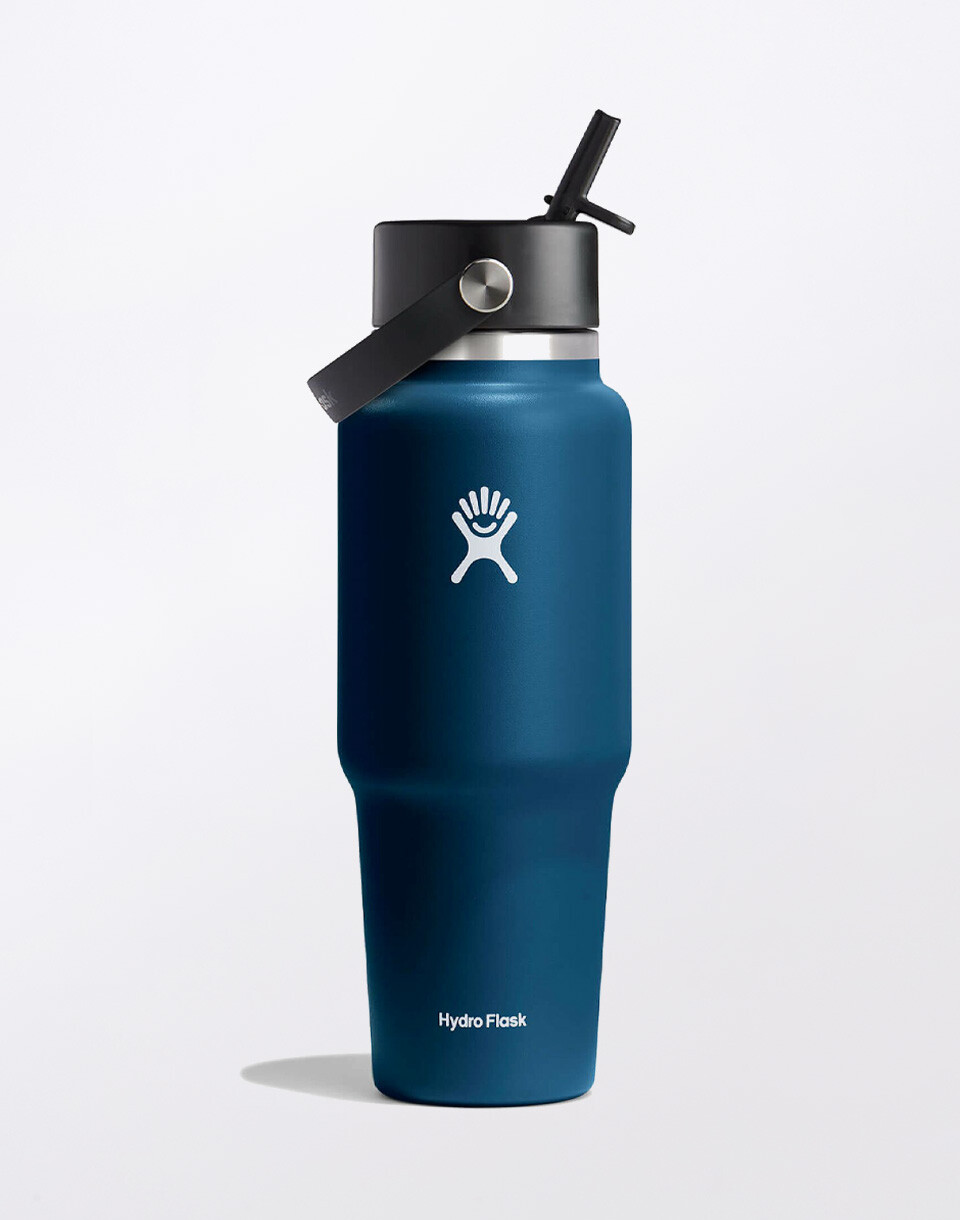 Hydro Flask Wide Mouth Travel Bottle with Flex Straw Cap 32 oz (946 ml) Indigo