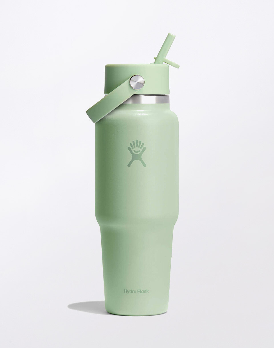 Hydro Flask Wide Mouth Travel Bottle with Flex Straw Cap 32 oz (946 ml) Aloe