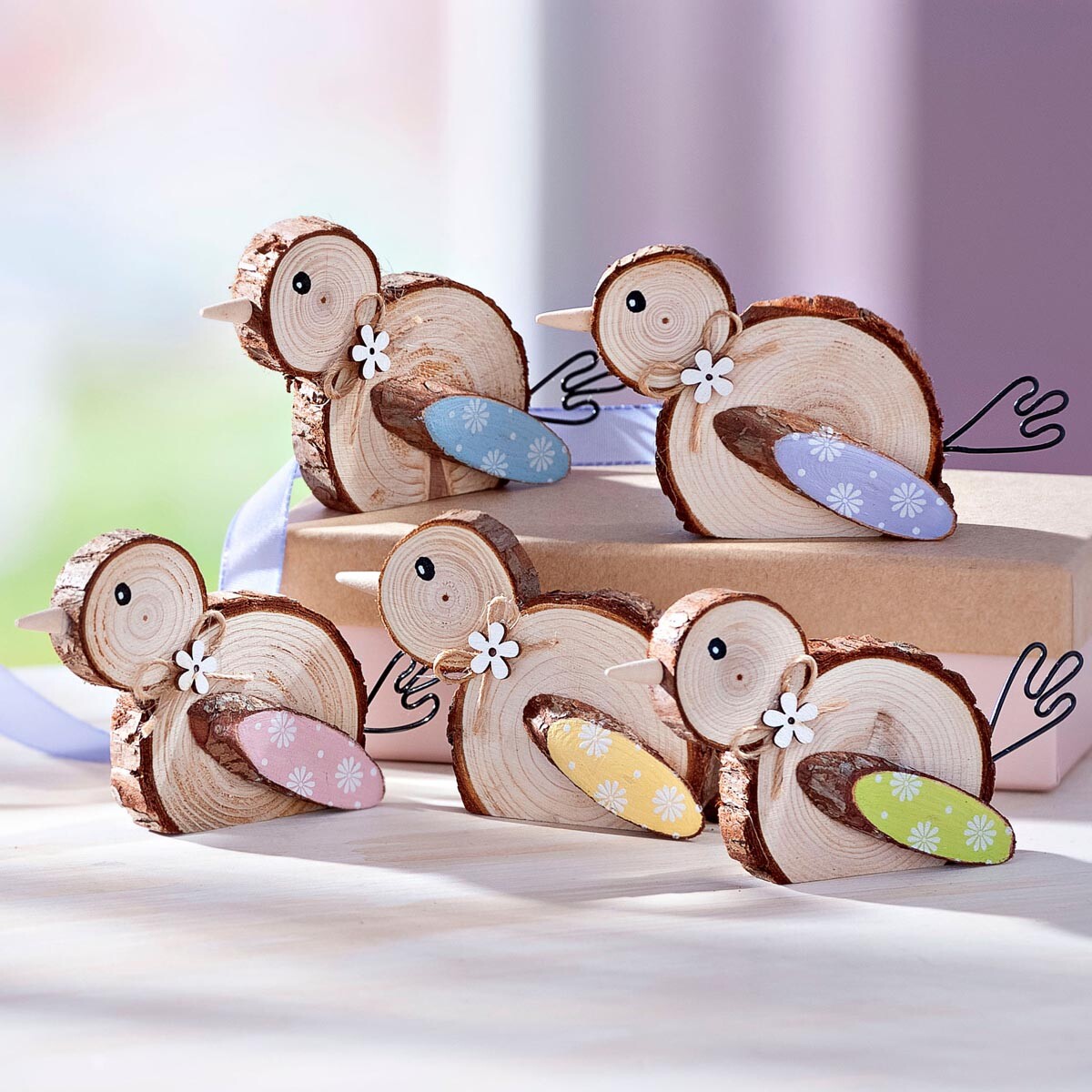 Weltbild Dřevěná dekorace Ptáček, sada 5 ks