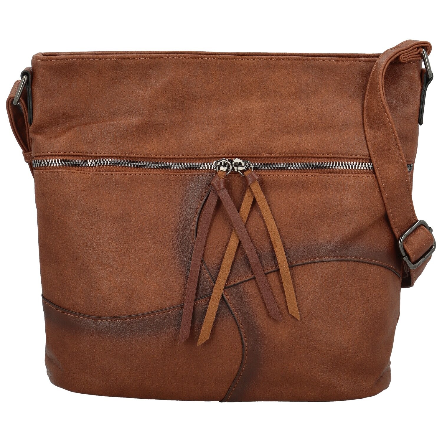 Stylová dámská koženková crossbody kabelka Herta, hnědá