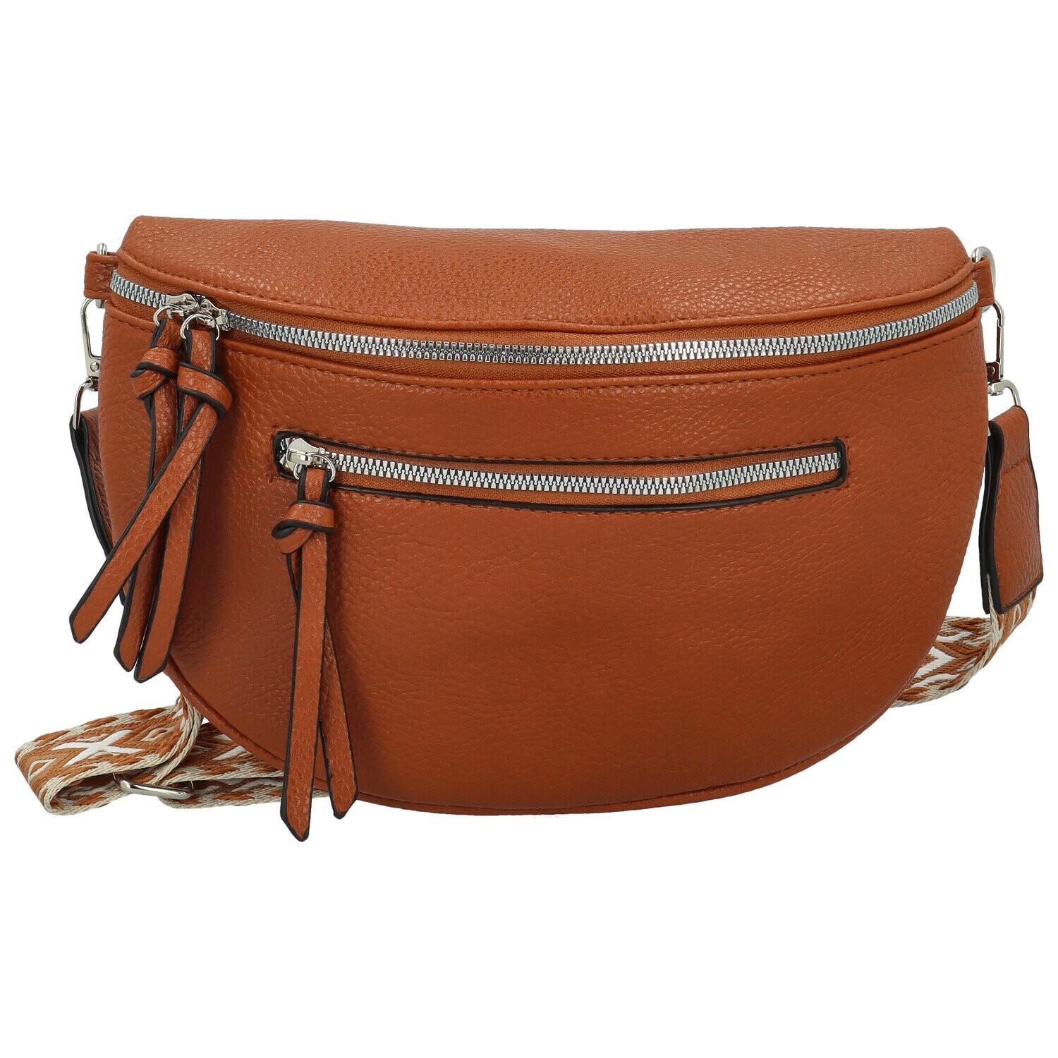 Módní dámská koženková kabelko-ledvinka Frieda, koňakově hnědá