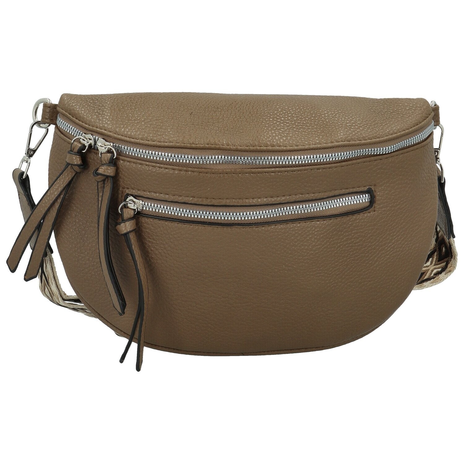 Módní dámská koženková kabelko-ledvinka Frieda, tmavě béžová