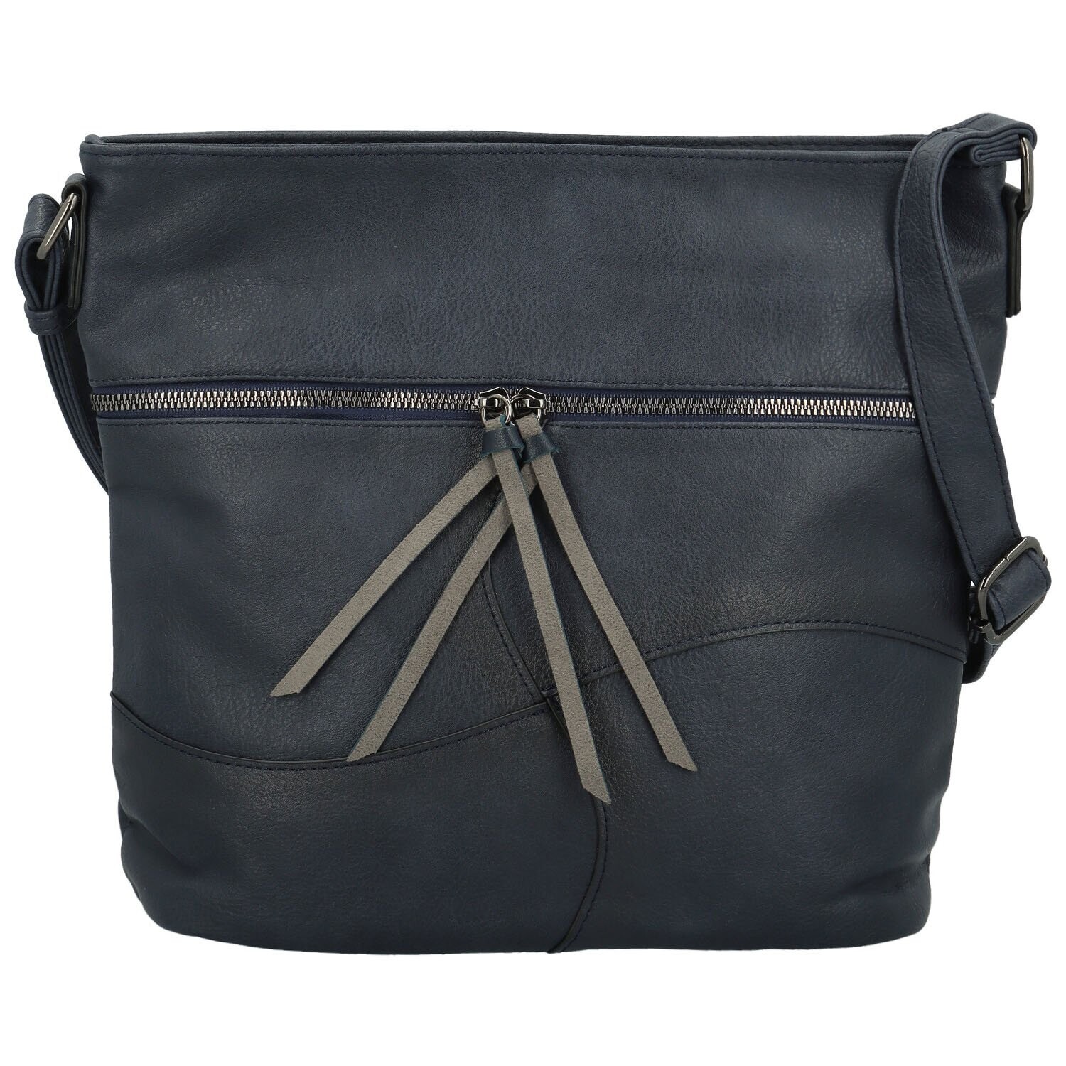 Stylová dámská koženková crossbody kabelka Herta, tmavě modrá