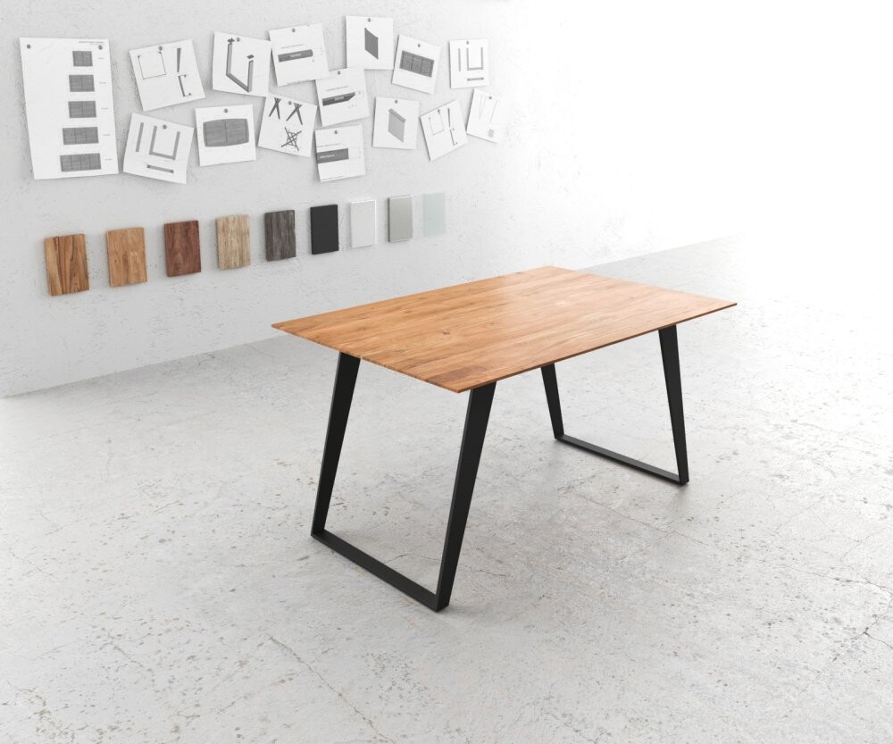 Jídelní stůl Edge 140x90 akácie přírodní kov šikmá podnož švýcarská