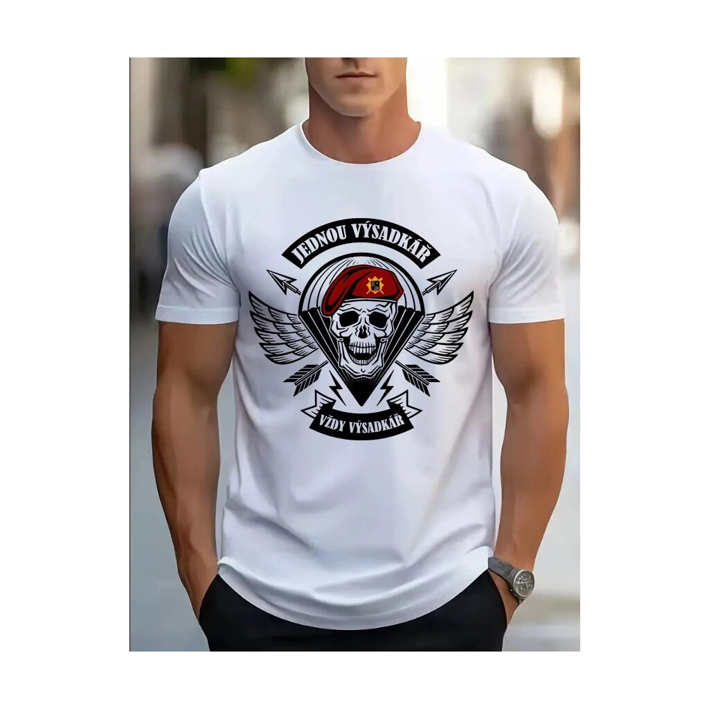 Triko Striker Jednou výsadkář vždy výsadkář - bílé, S