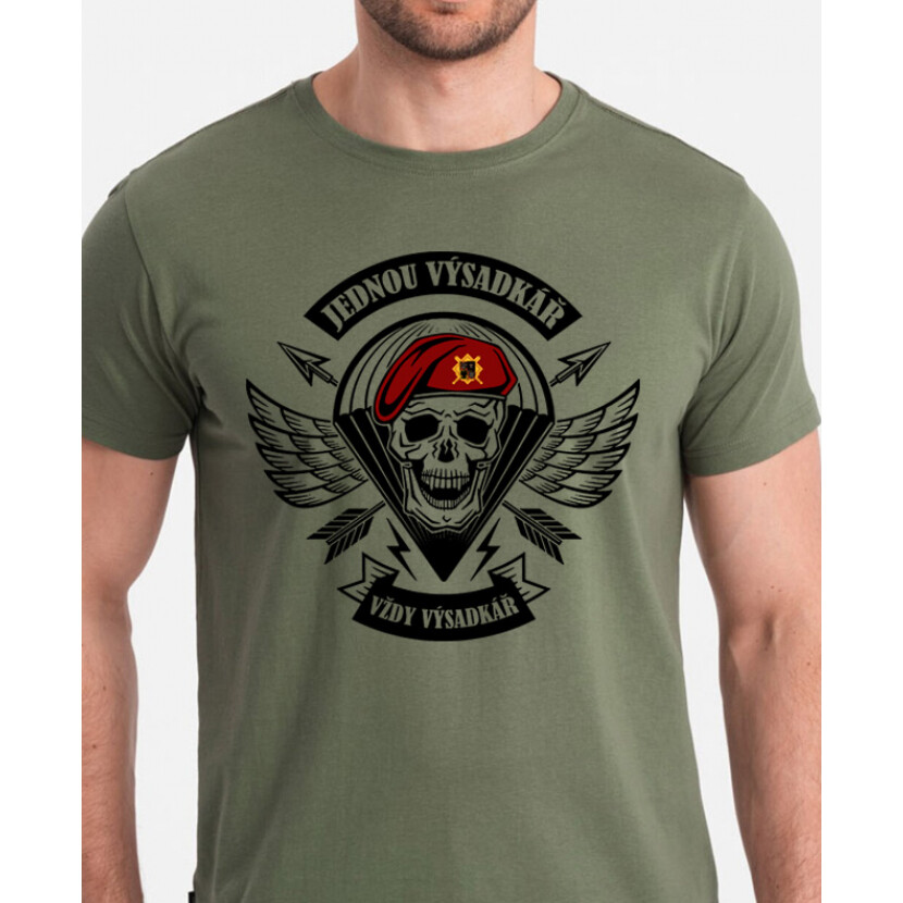 Triko Striker Jednou výsadkář vždy výsadkář - olivové, S