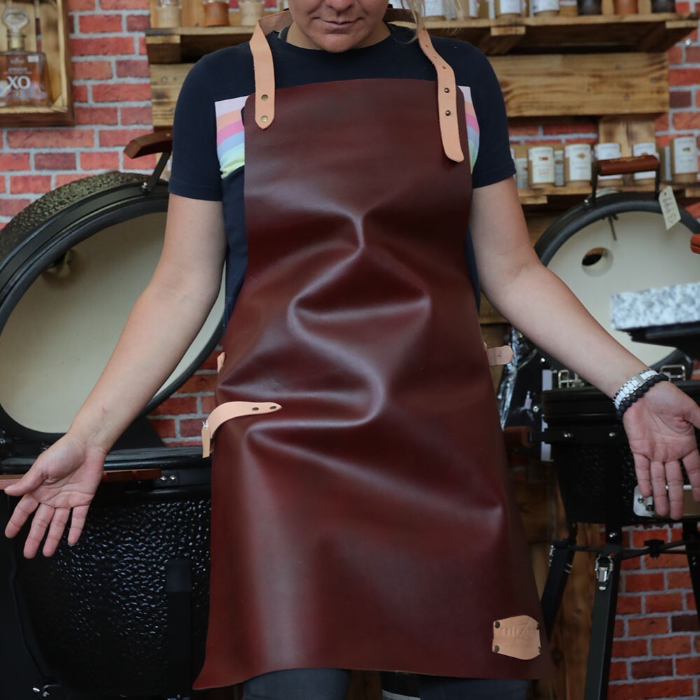 Praktická kožená zástěra Zvostra Design Look - červená