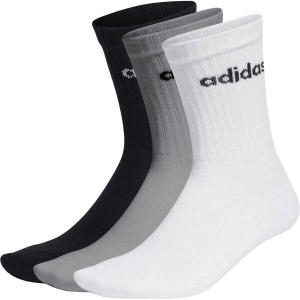 adidas LINEAR CREW CUSHIONED 3P Ponožky, šedá, velikost