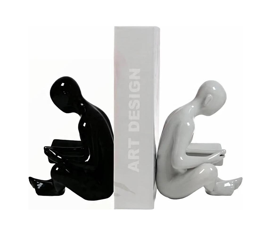 Estilo Home Zarážka na knihy 17,5x13x14 cm černá/bílá