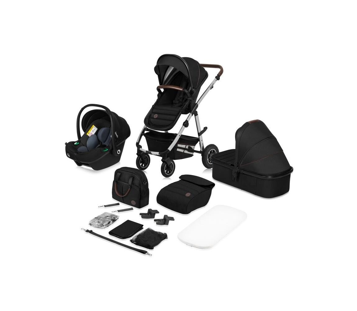 Lionelo Lionelo - Kombinovaný kočárek 3v1 AMBER Black Silver