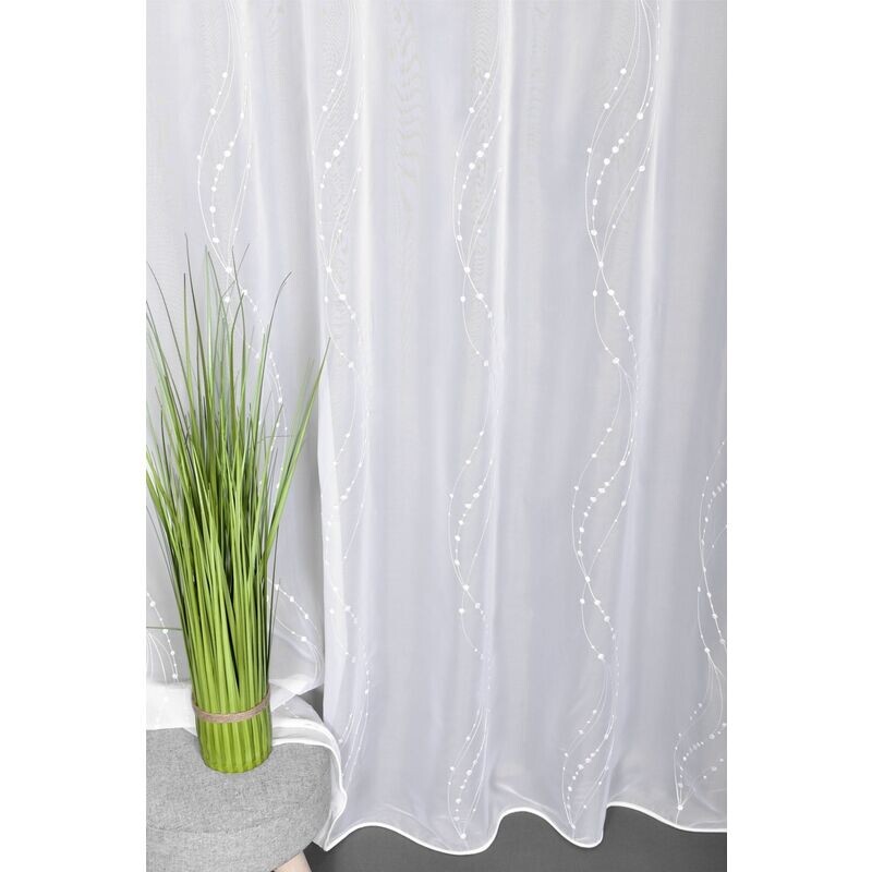 Záclona voálová, Jezerní plamény, bílá, 250 cm 250 cm