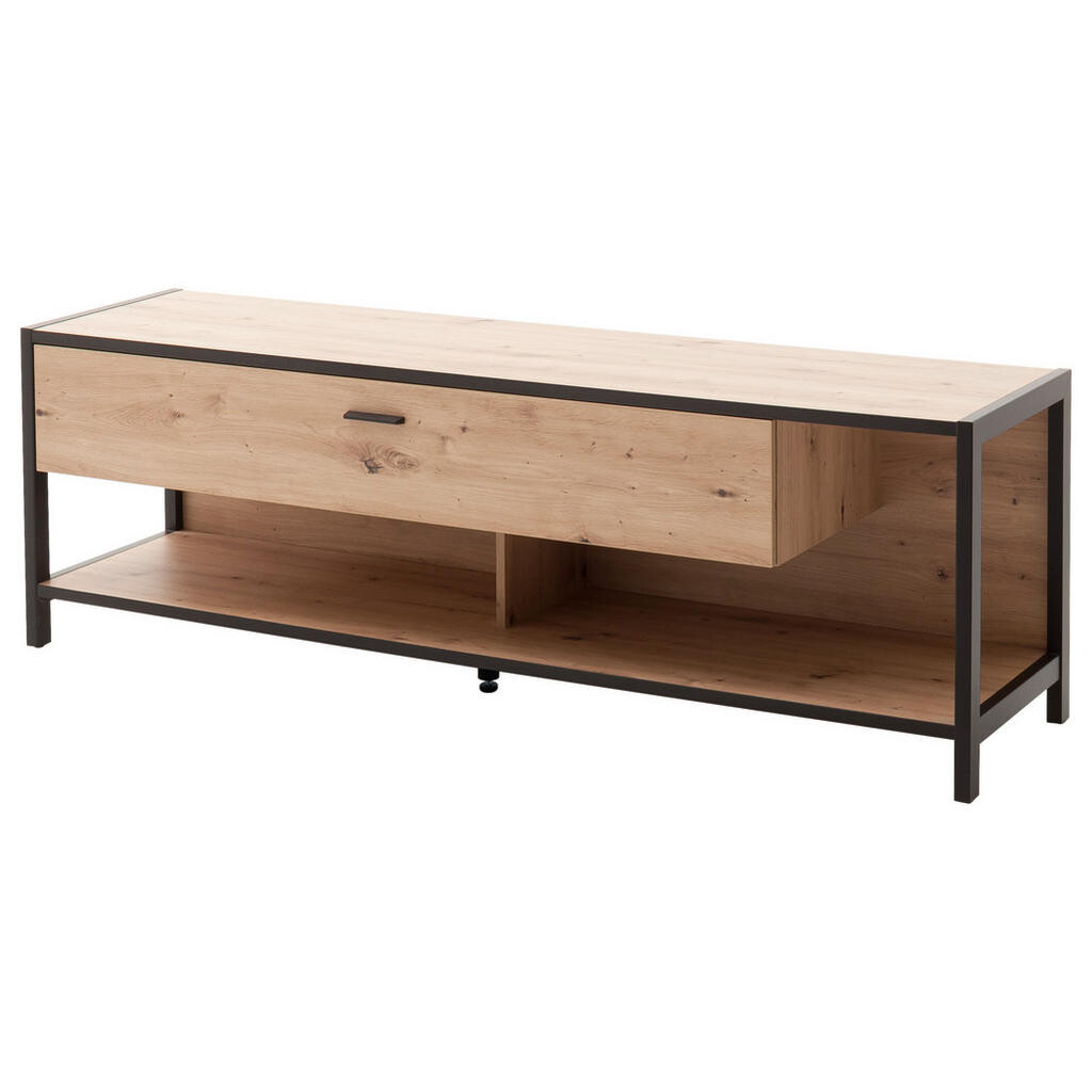 Carryhome KOMODA POD TELEVIZI, antracitová, barvy dubu, 175/57/46 cm