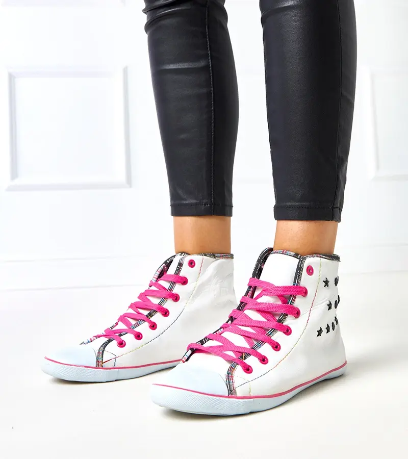Gemre White high-top sneakers with geometric pattern Kalert