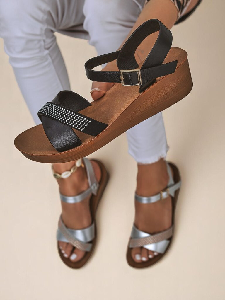 Resti Royal Fashion Women's Rhinestone Wedge Sandals Allona