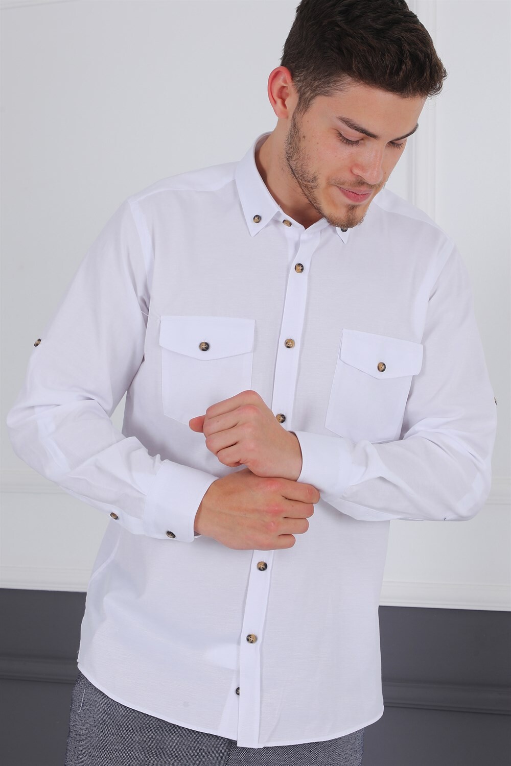 G722 DEWBERRY MEN'S SHIRT-WHITE