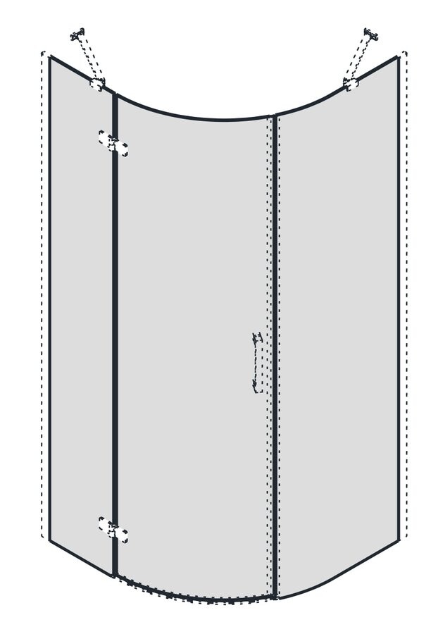 Gelco TRINITY skleněné díly čtvrtkruhová zástěna 900x900, sklo mat, levé