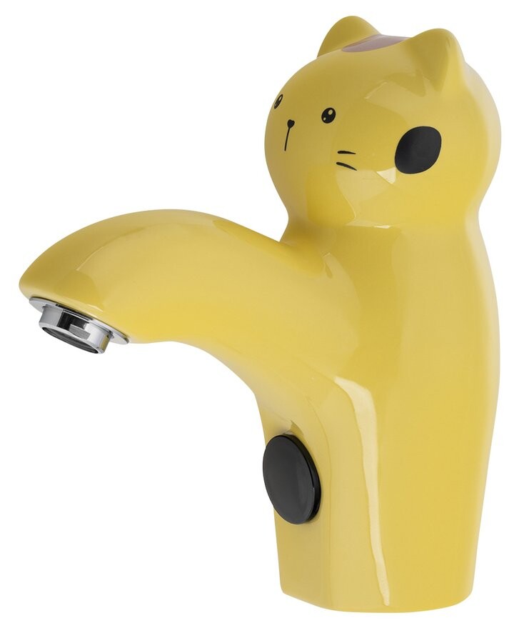 Sapho KID Senzorová stojánková keramická baterie 6V DC (4xAA), kočka, žlutá