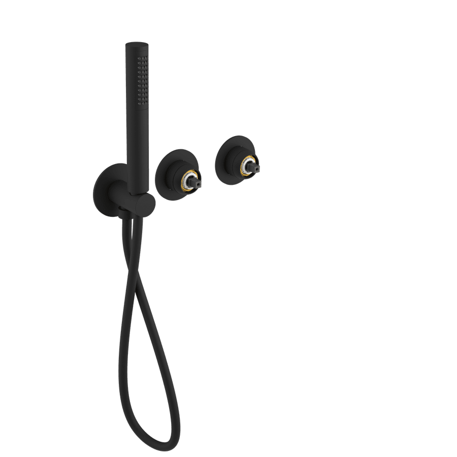 Sapho ULTRAMIX tělo podomítkové sprchové/vanové baterie s ruční sprchou, 2 výstupy, černá mat