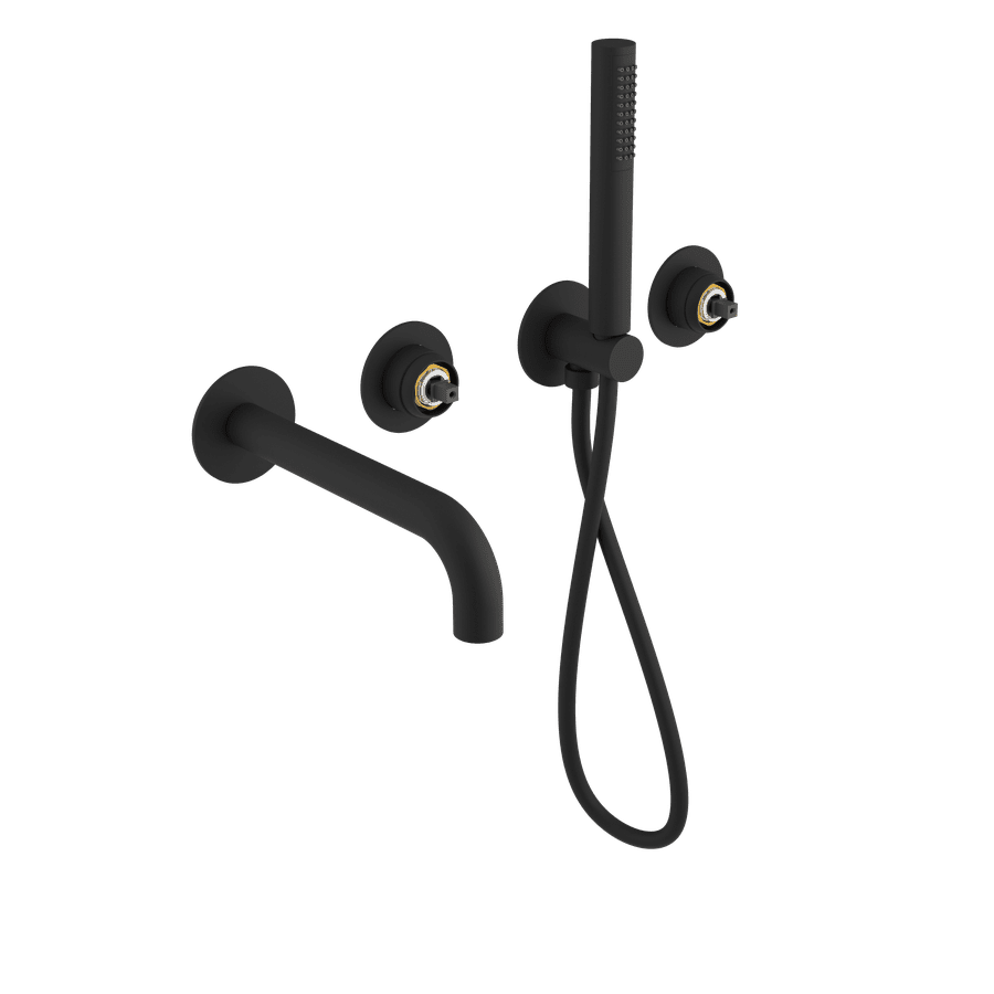 Sapho ULTRAMIX tělo podomítkové vanové baterie s hubicí a ruční sprchou, 2 výstupy, černá mat